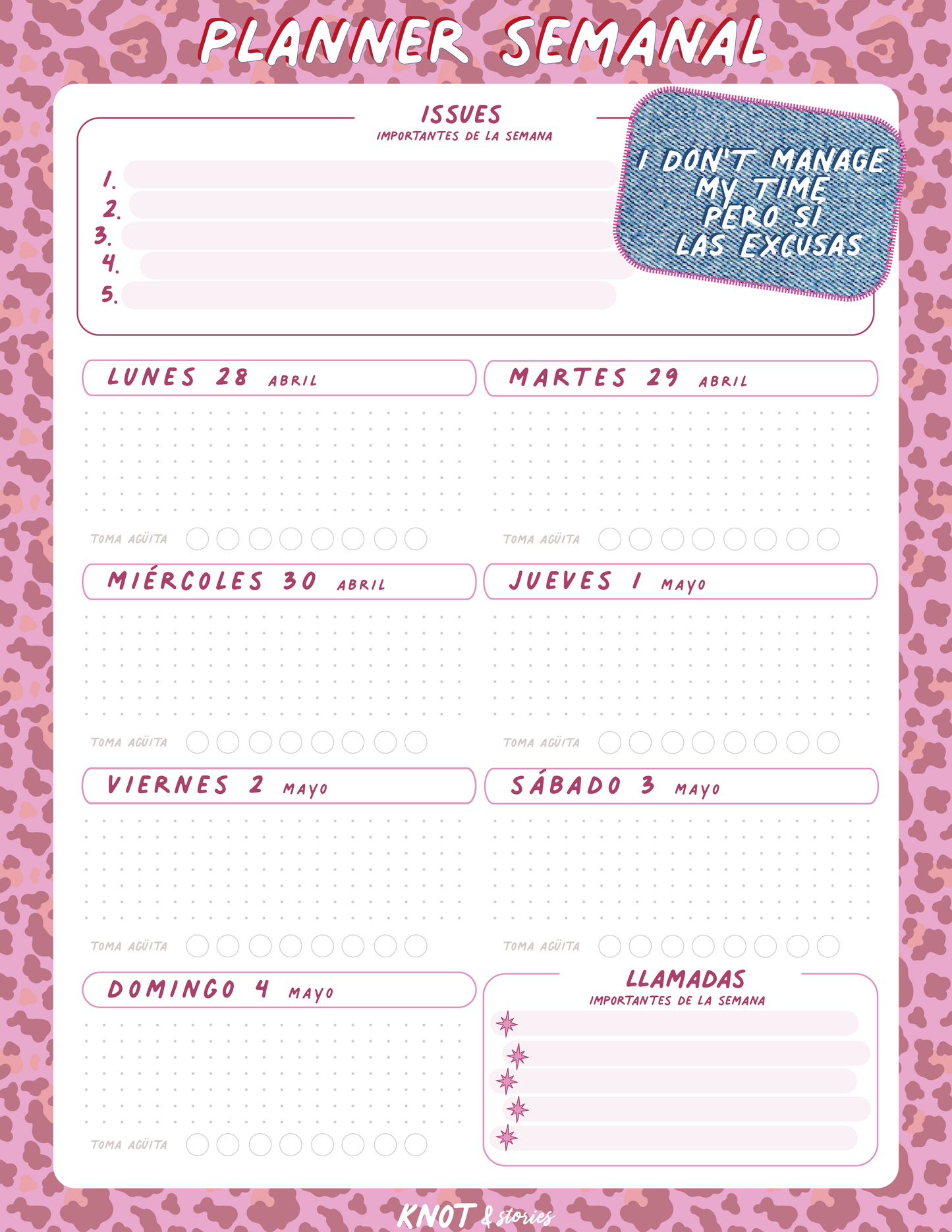 Weekly Planner - Semana 28 abril al 04 de Mayo ✨ 🤓