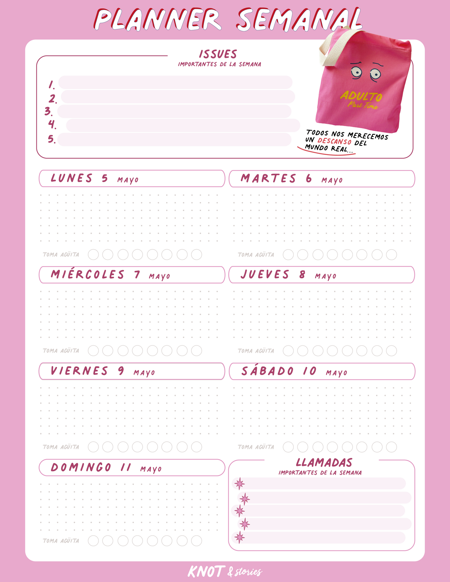 Weekly Planner - Semana 5 de Mayo al 11  de Mayo ✨ 🤓