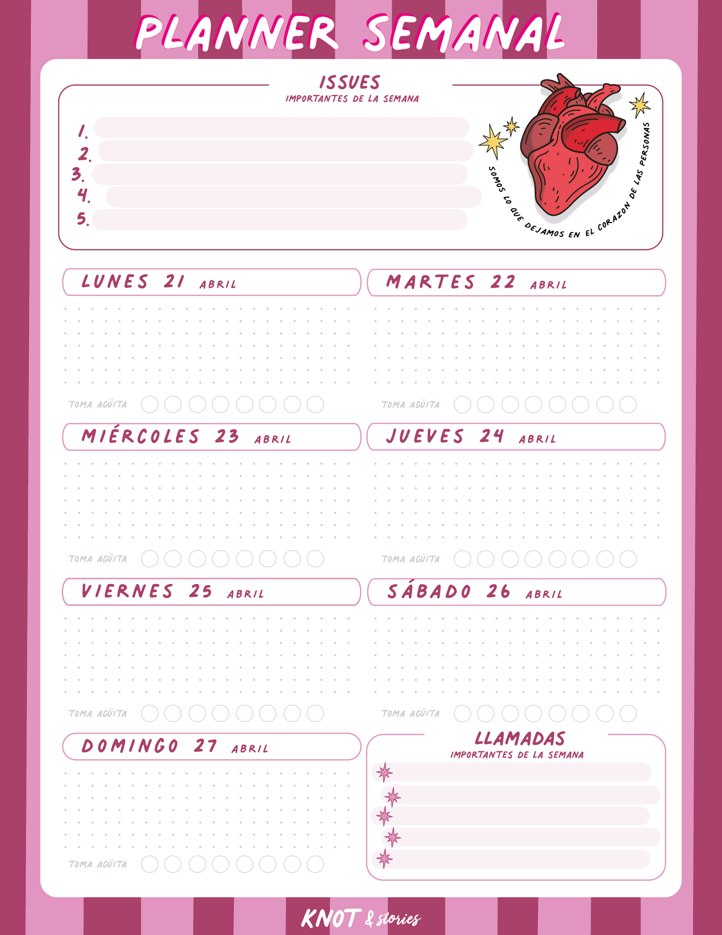 Weekly Planner - Semana 21 al 27 de Abril ✨ 🤓