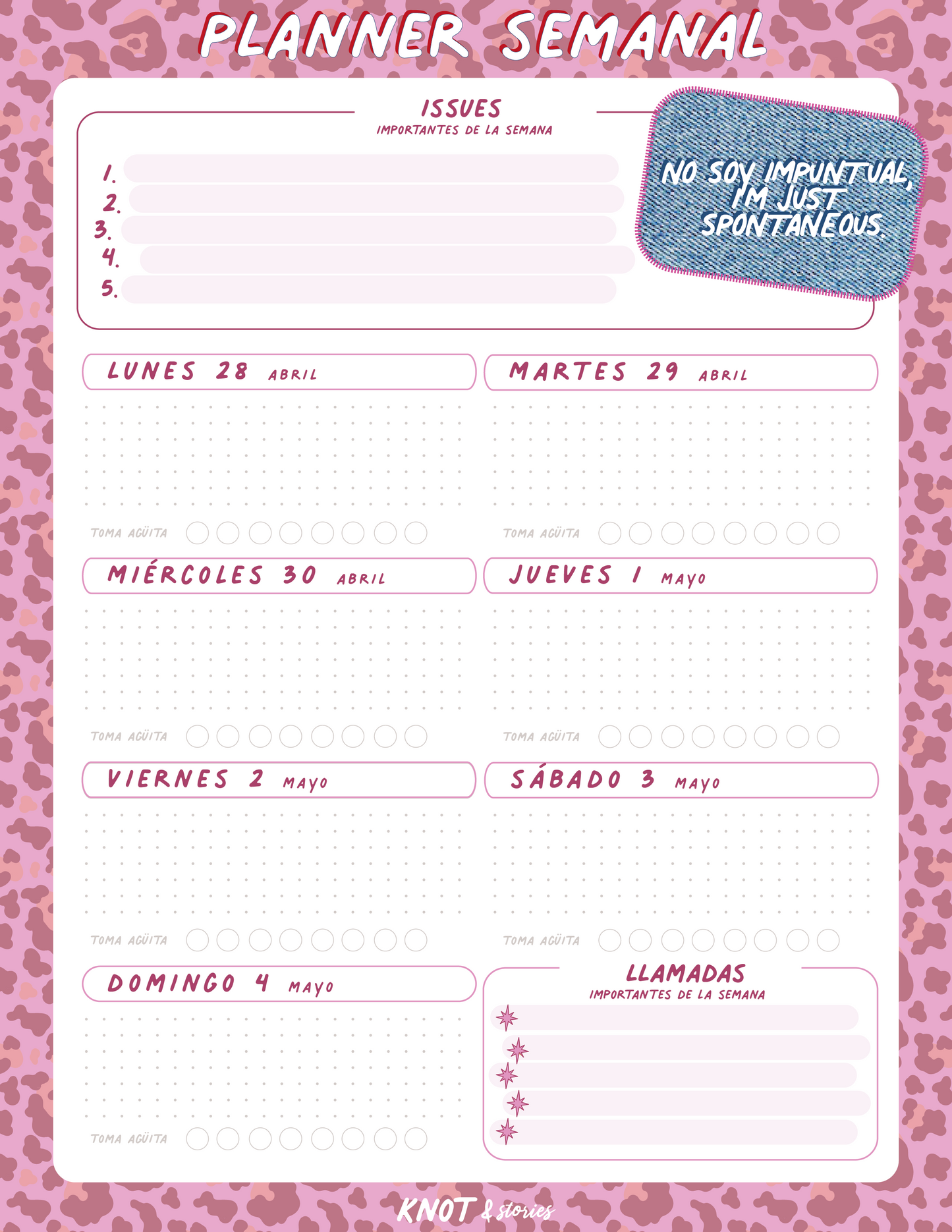 Weekly Planner - Semana 28 abril al 04 de Mayo ✨ 🤓