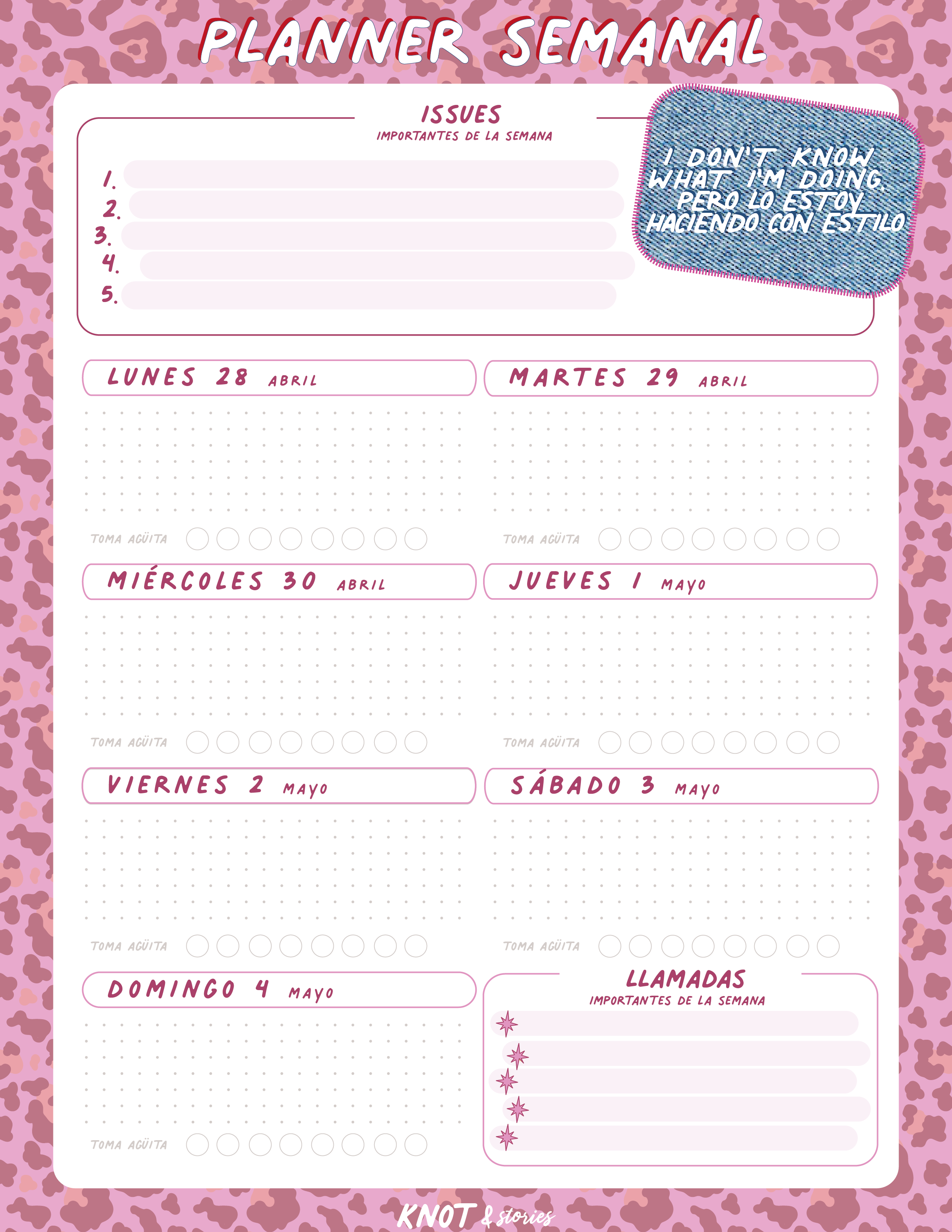 Weekly Planner - Semana 28 abril al 04 de Mayo ✨ 🤓