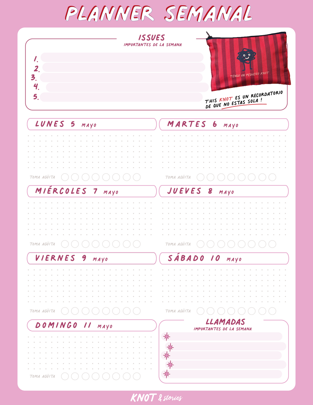 Weekly Planner - Semana 5 de Mayo al 11  de Mayo ✨ 🤓