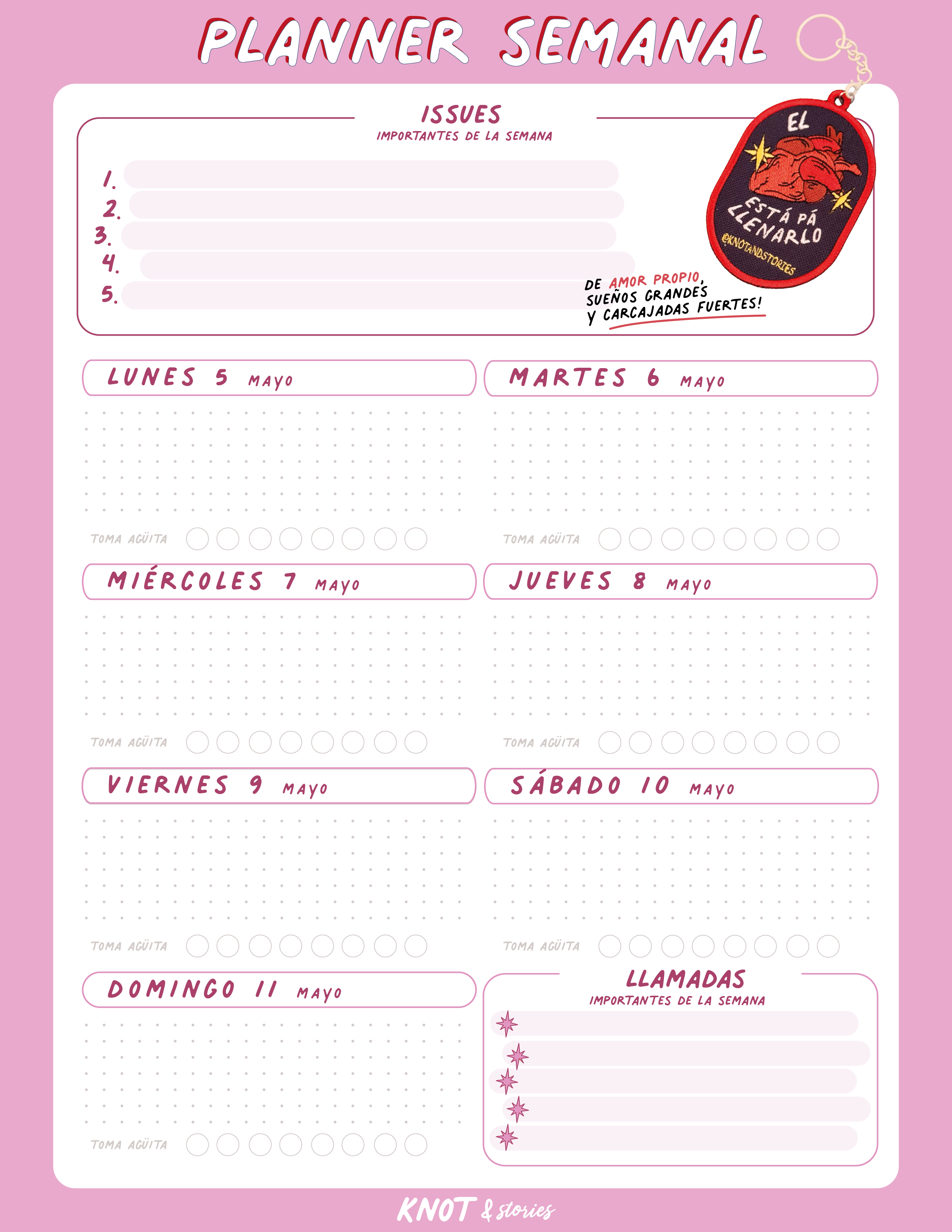 Weekly Planner - Semana 5 de Mayo al 11  de Mayo ✨ 🤓