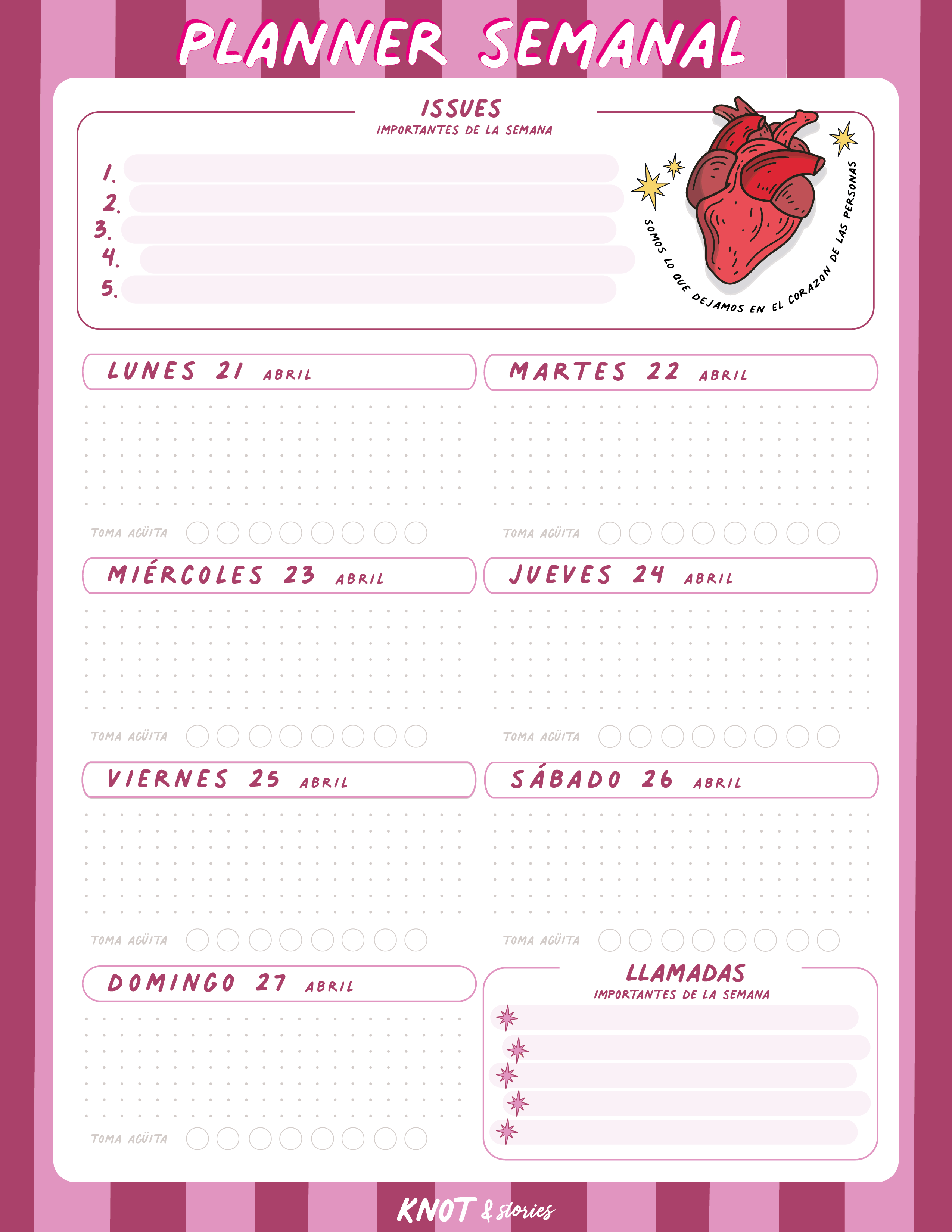 Weekly Planner - Semana 21 al 27 de Abril ✨ 🤓
