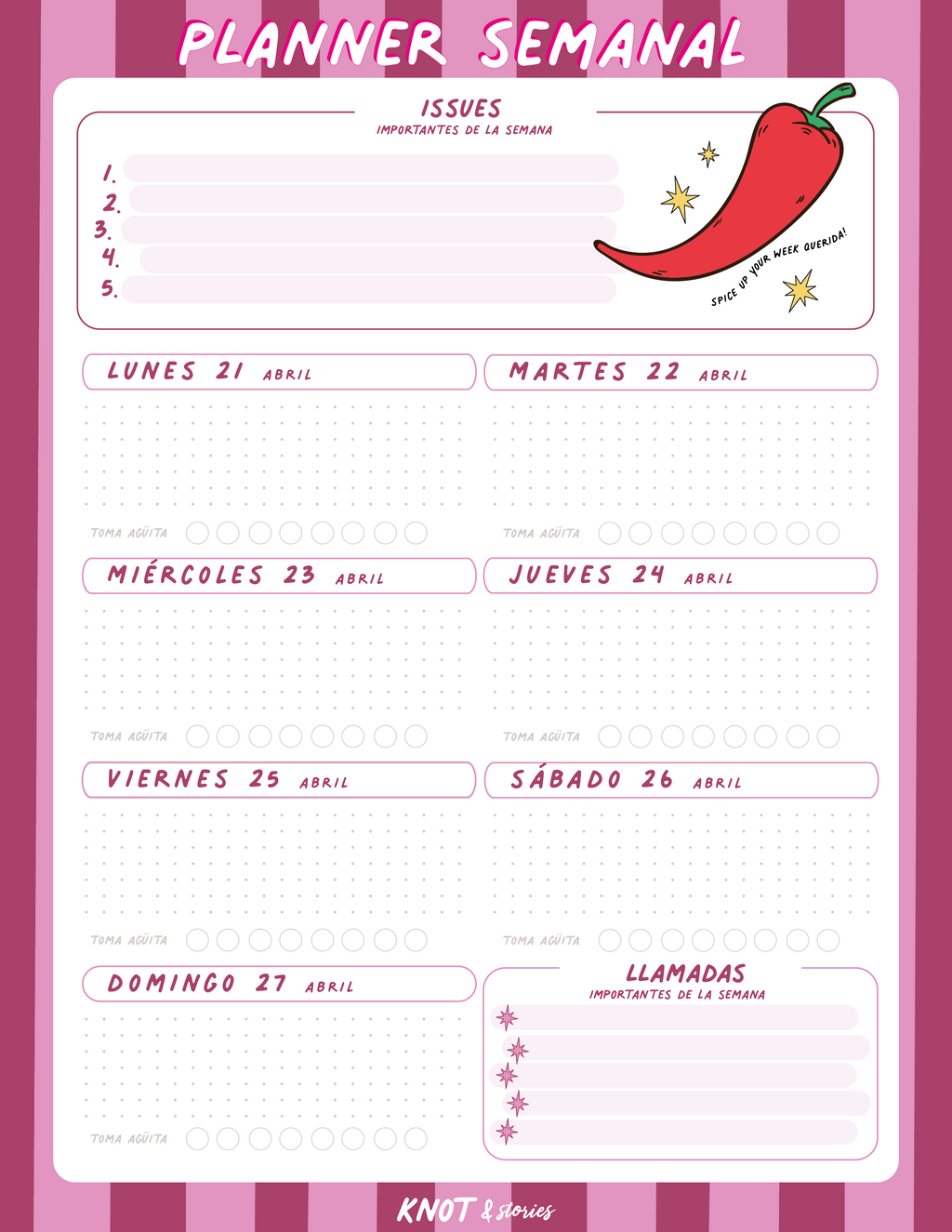 Weekly Planner - Semana 21 al 27 de Abril ✨ 🤓